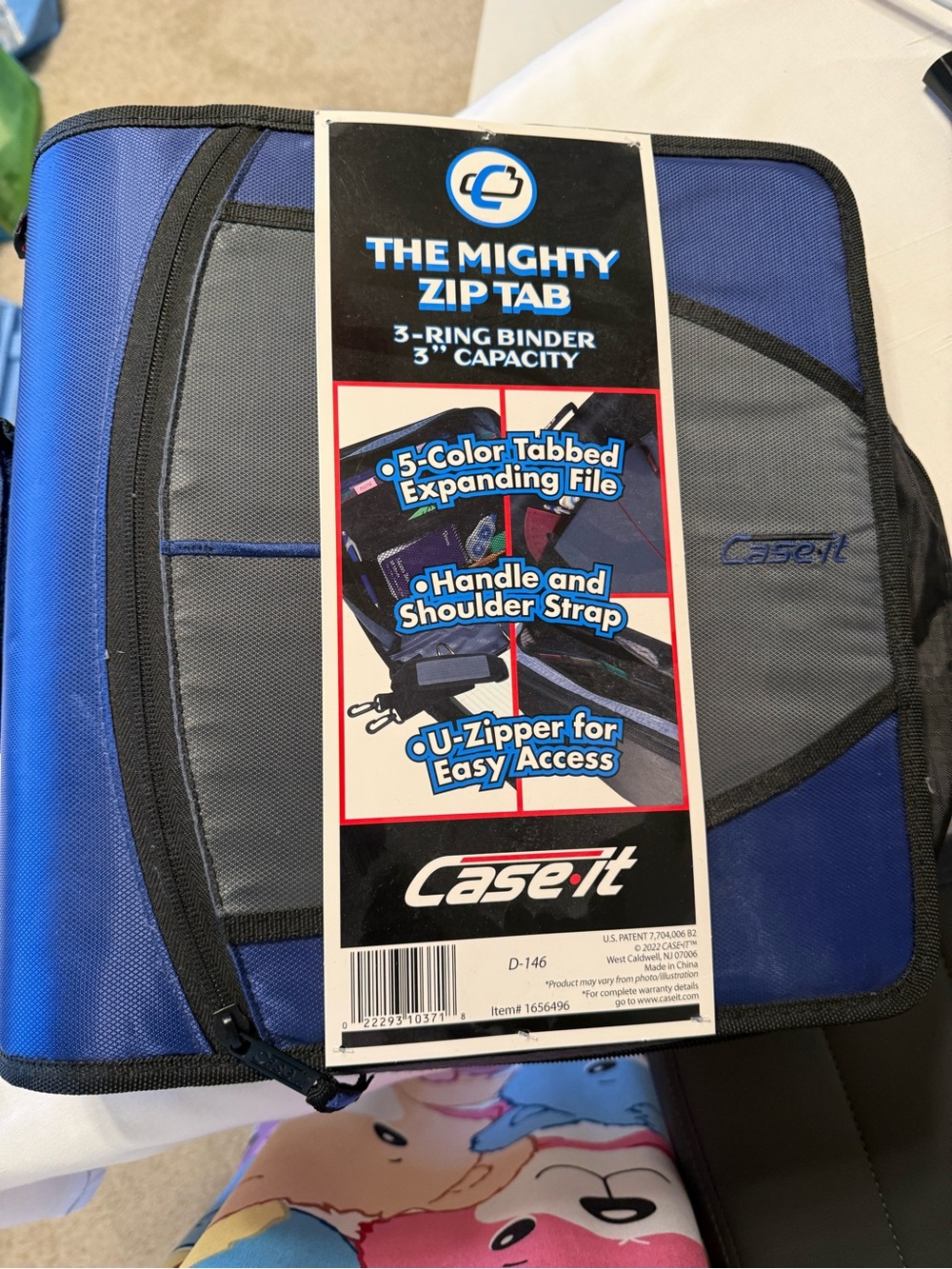 Blue and Gray Mighty Zip Tab 3-Ring Binder (3" Capacity)